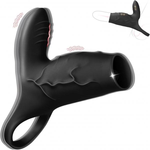 クリトリス刺激器付き振動ペニススリーブ コックリング 10段階振動 Gスポット刺激 太さアップ カップル向け 男女兼用191